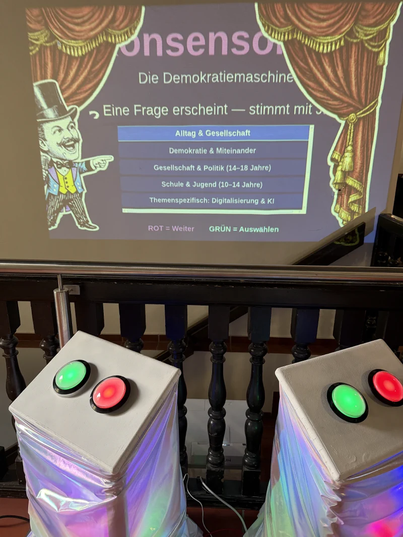 Konsensomat Installation mit Beamer