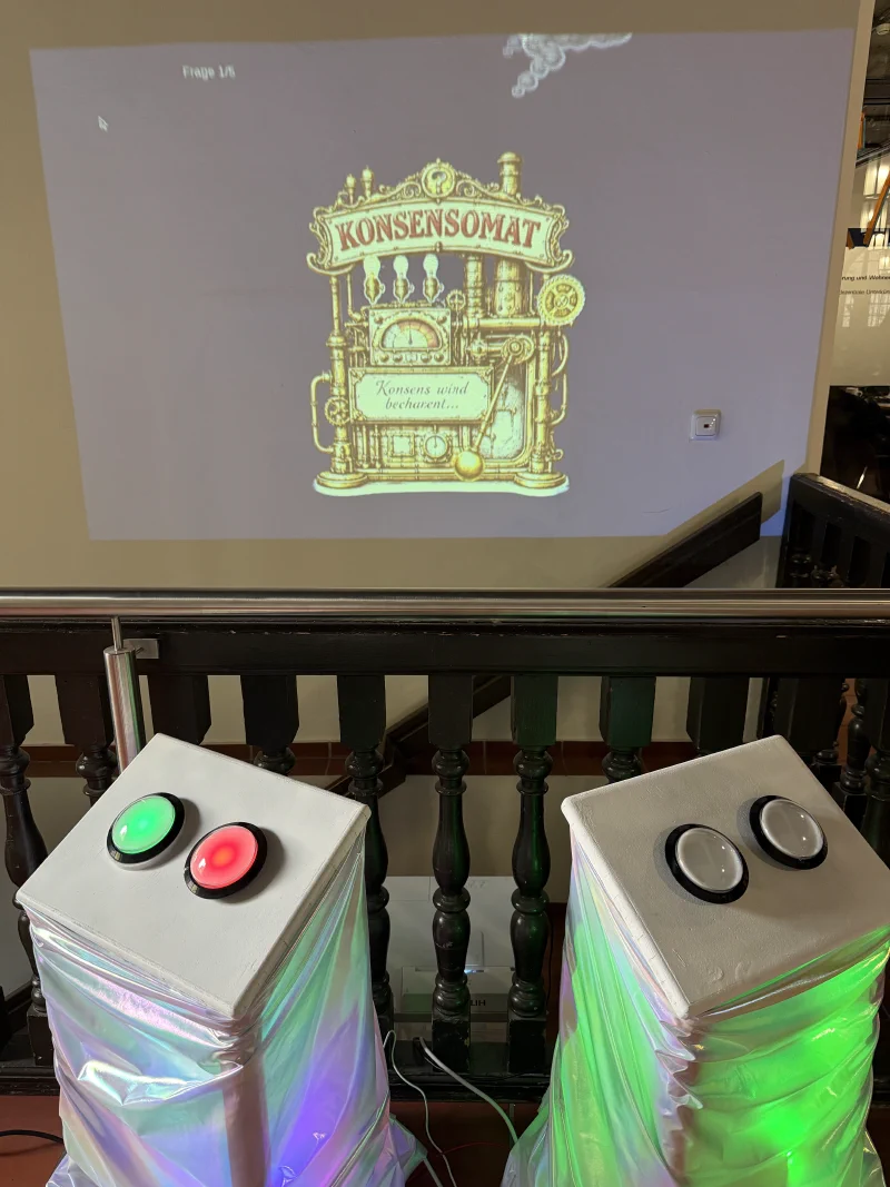 Steampunk-Animation beim Konsens finden