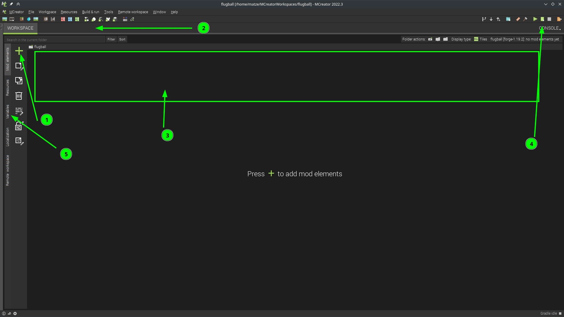 MCreator IDE Übersicht