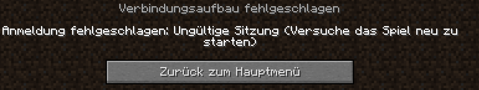 Fehlermeldung: ungültige Sitzung