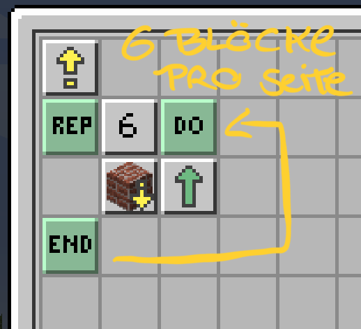 Einmal hochfliegen und 6 Blöcke setzen